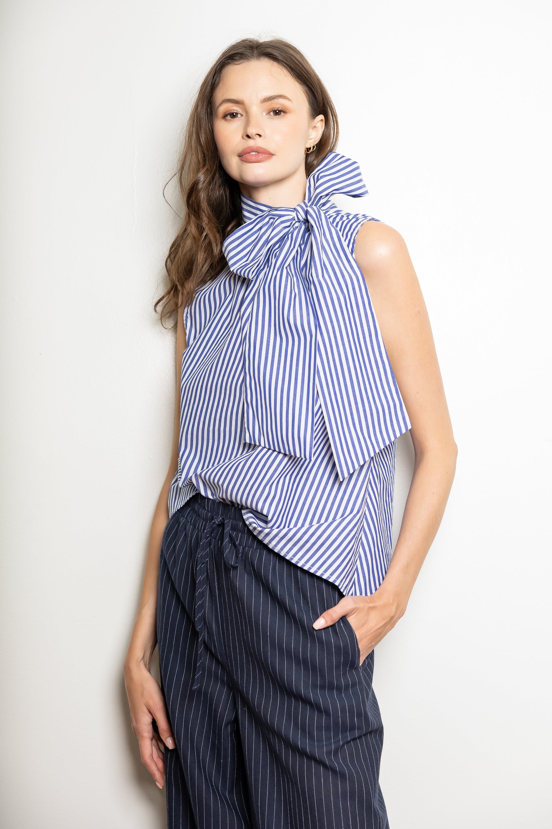 Kensington Blouse - Blue / White Stripe