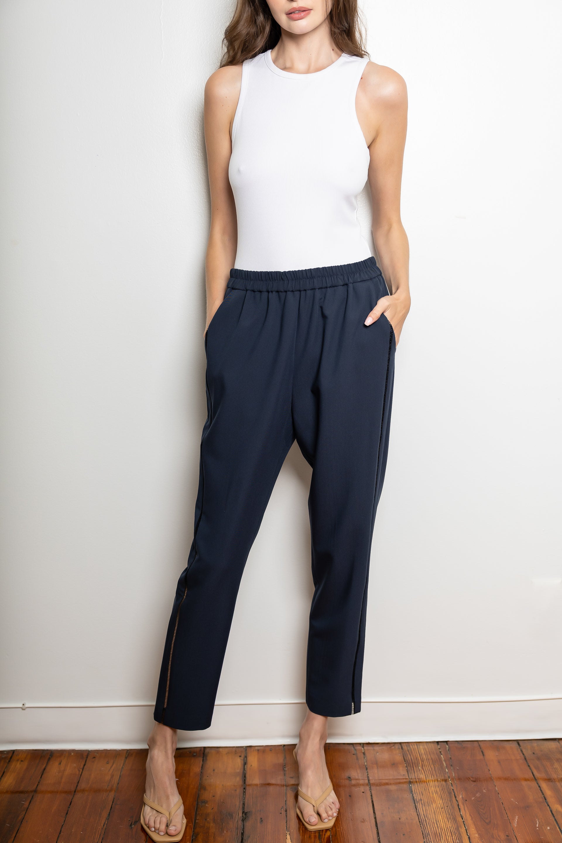 Saturday Pant - Navy Pinstripe